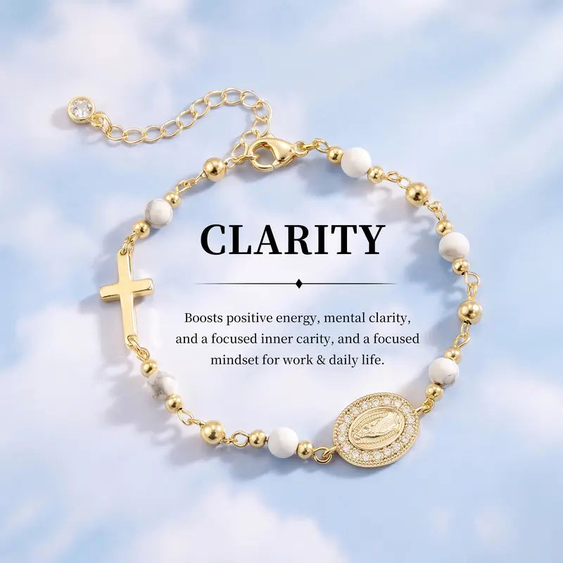 14k Beaded Cross & Virgin Mary Energy Bracelets