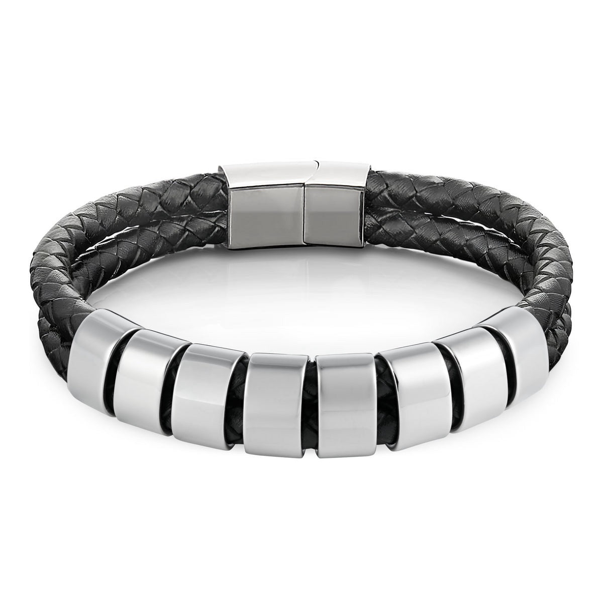 Minimal Personalized Name(s) Leather Bracelet in silver