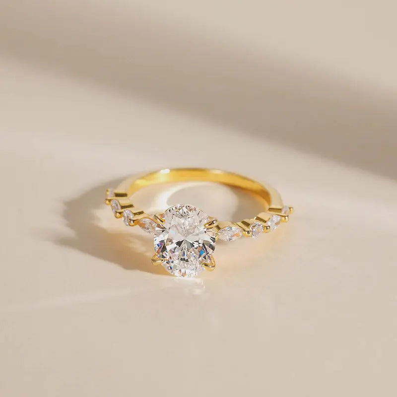 Elegant Oval Set Accented Band Ring