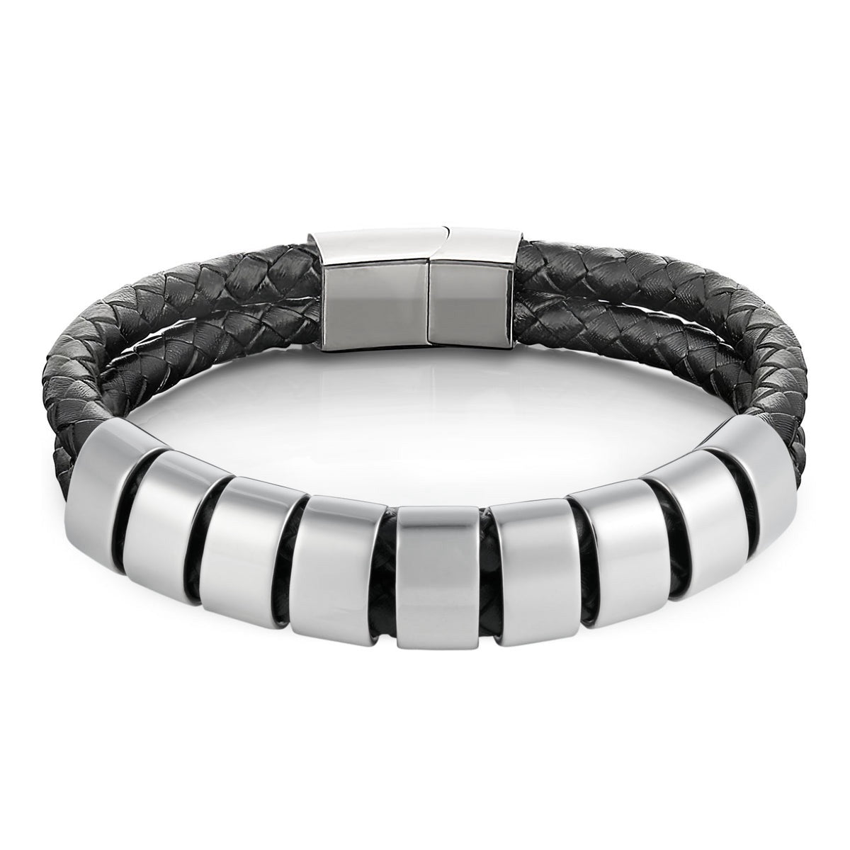 Minimal Personalized Name(s) Leather Bracelet in silver