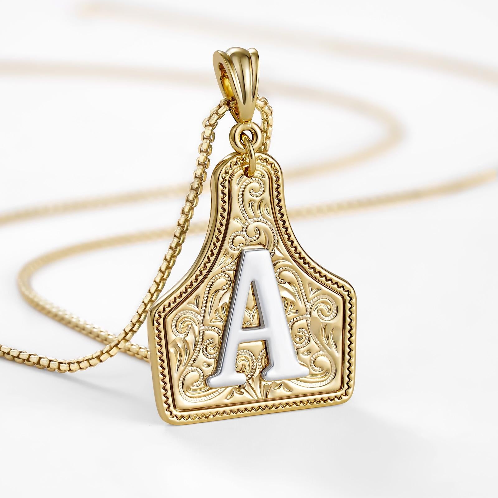 14k Elegant Cowgirl Initial Necklace in gold