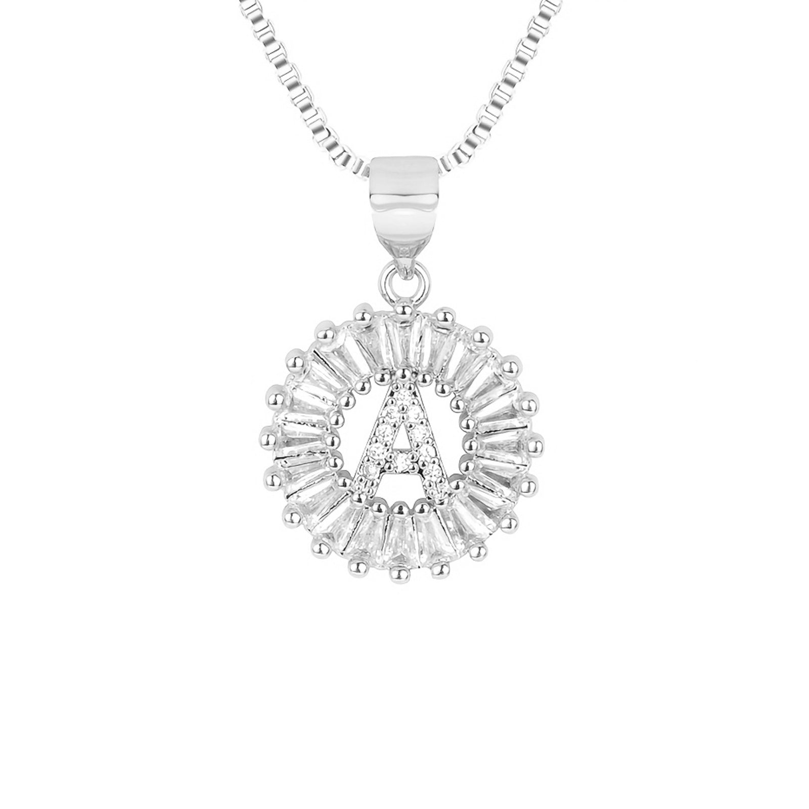 Circle Initial Necklace in silver