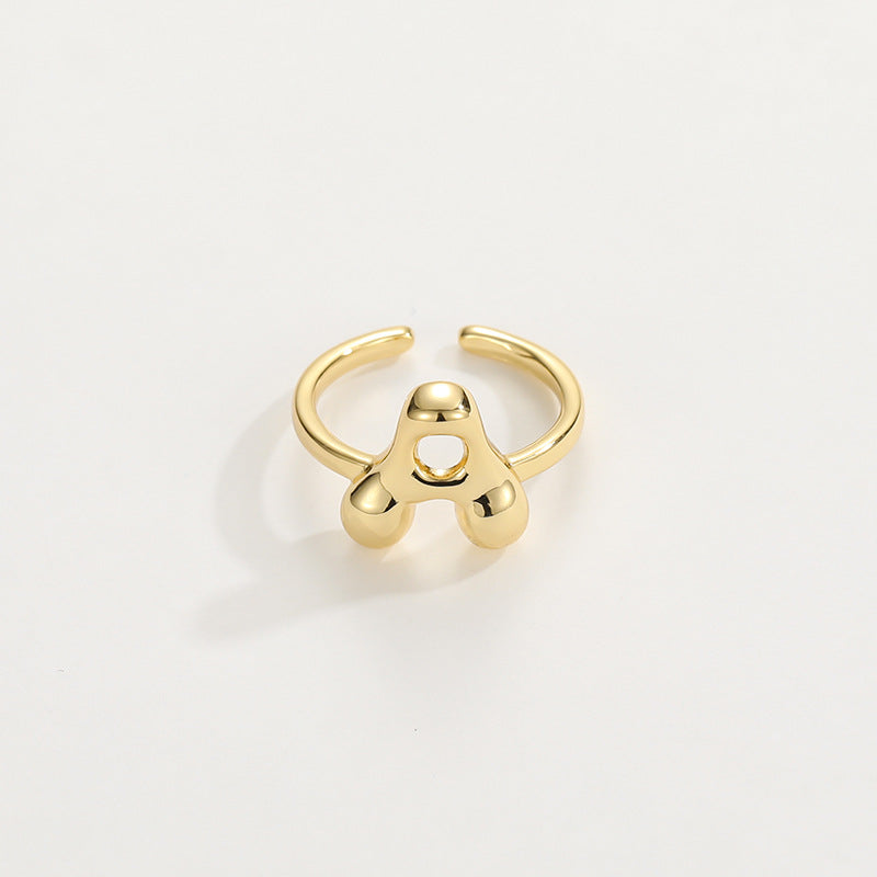 Cute Bubble Letter Initial Ring in gold