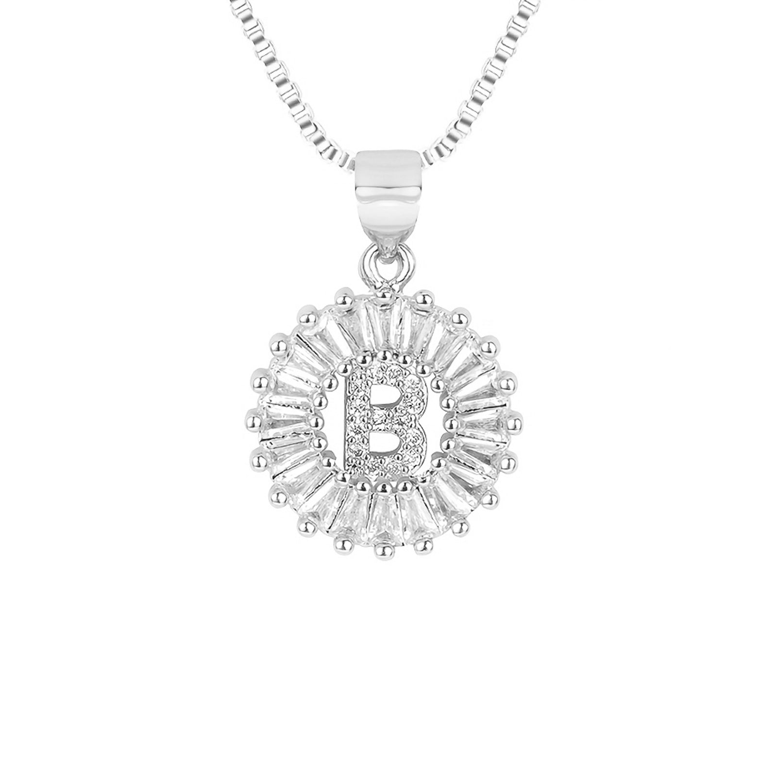 Circle Initial Necklace in silver