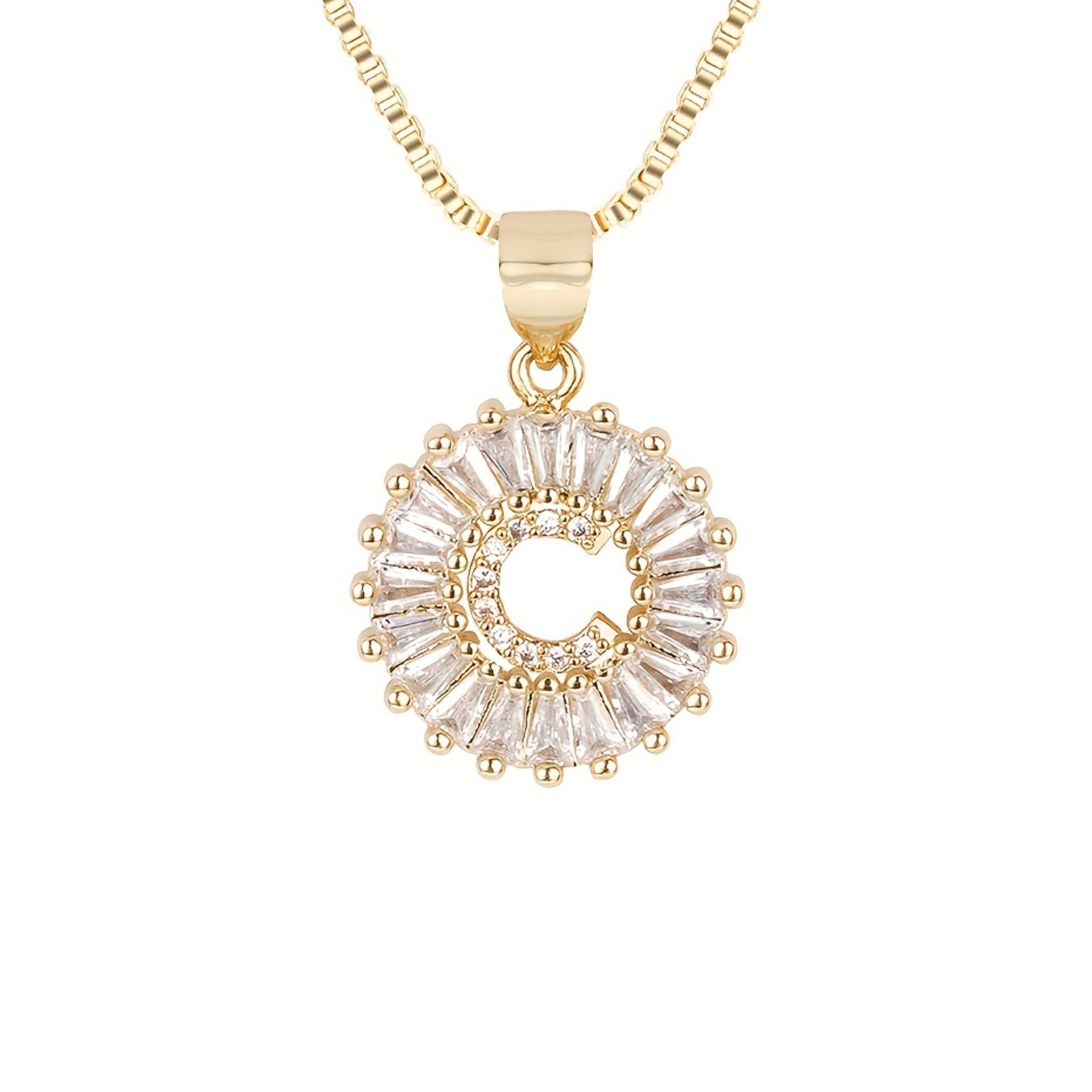 Circle Initial Necklace in gold