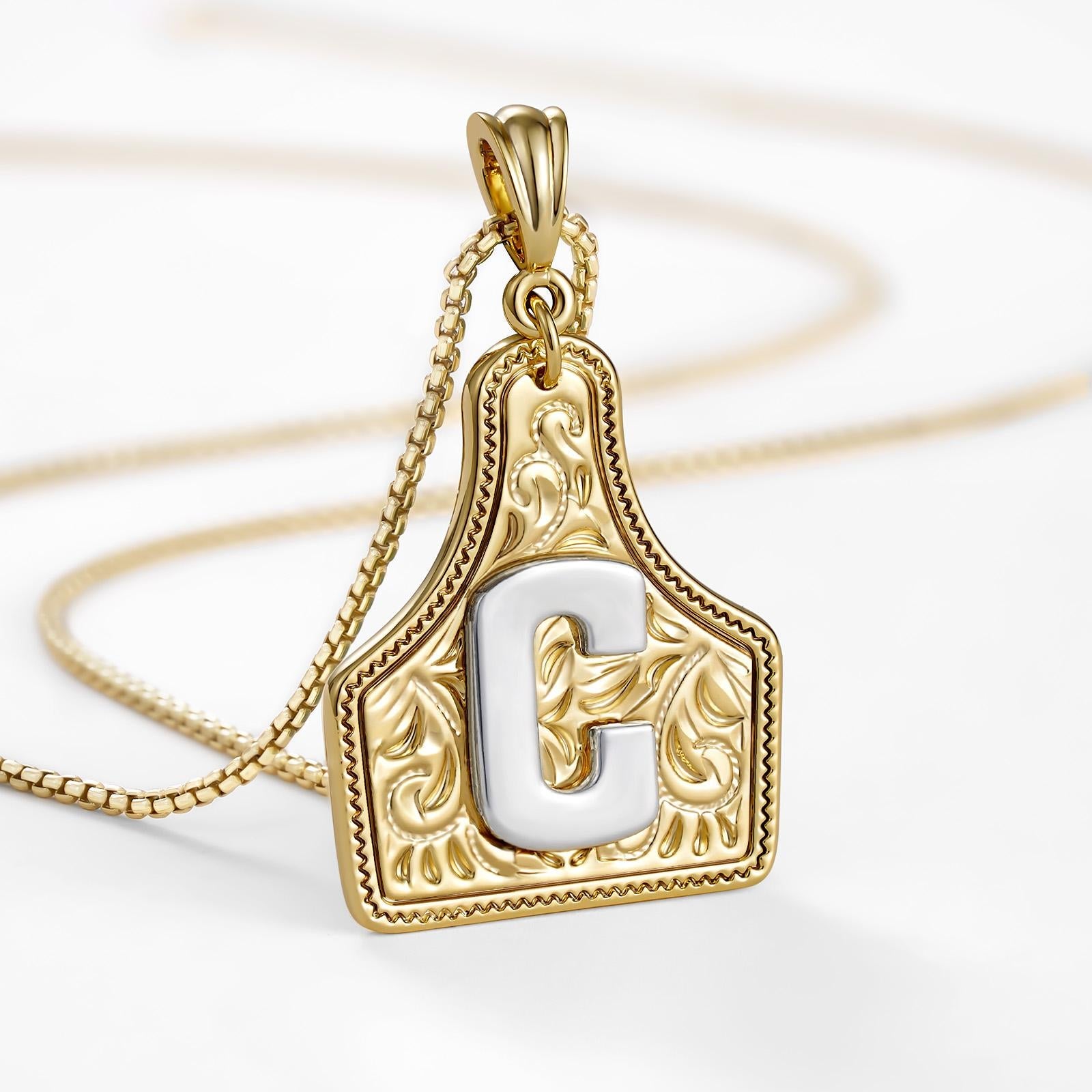 14k Elegant Cowgirl Initial Necklace in gold