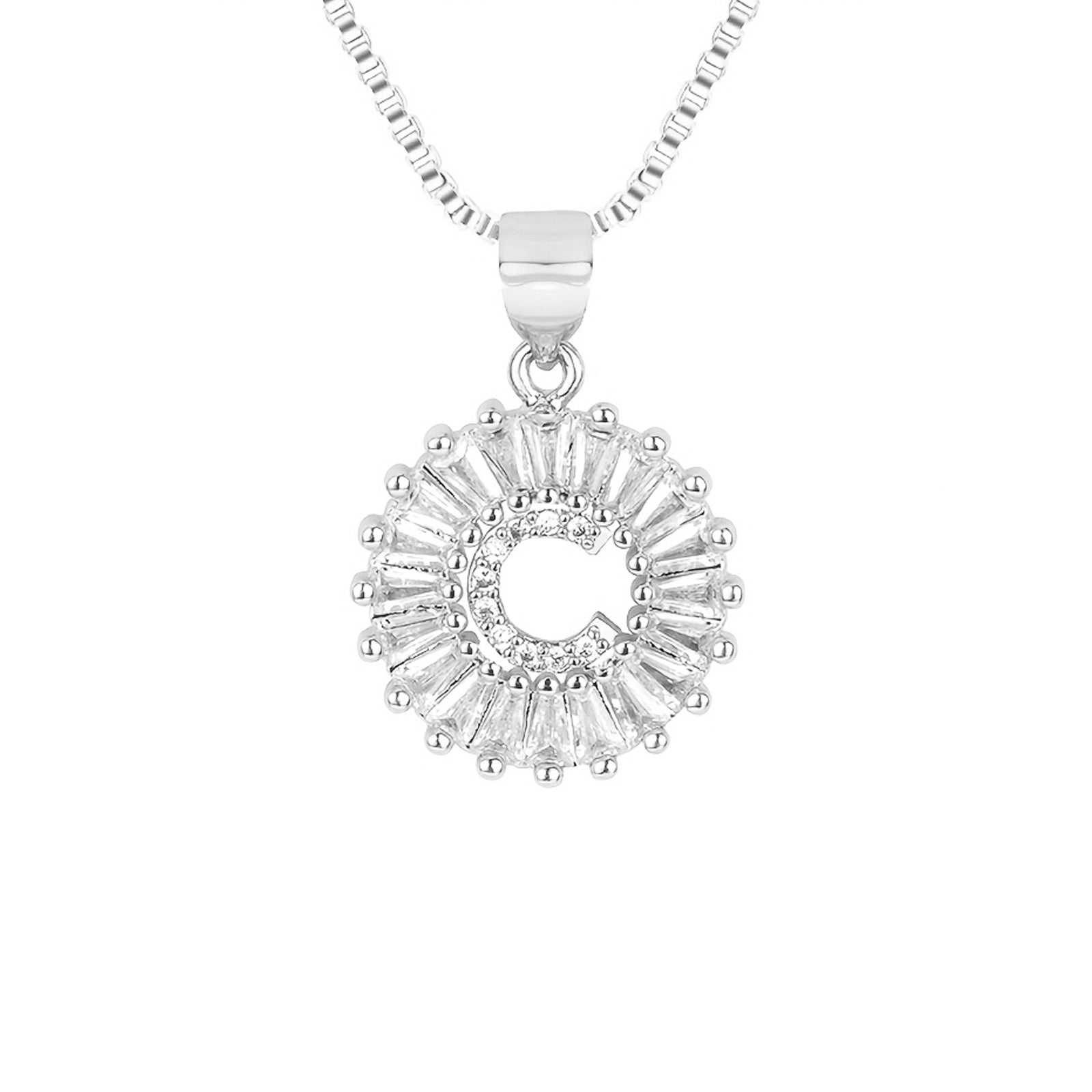 Circle Initial Necklace in silver