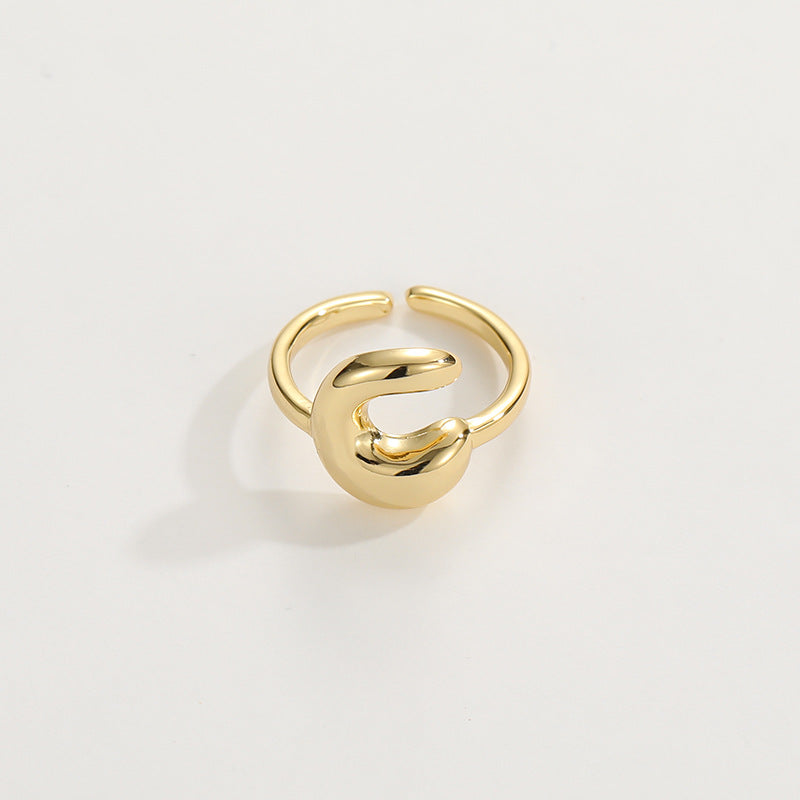 Cute Bubble Letter Initial Ring in gold