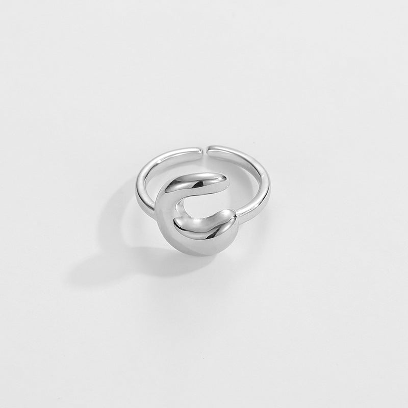 cute bubble letter initial ring