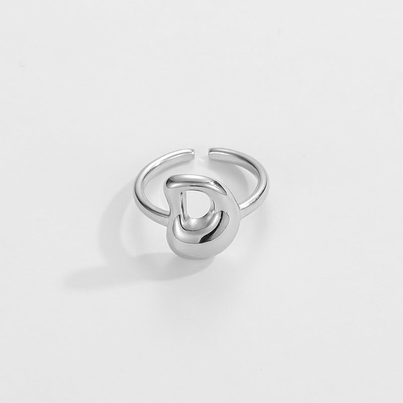 cute bubble letter initial ring