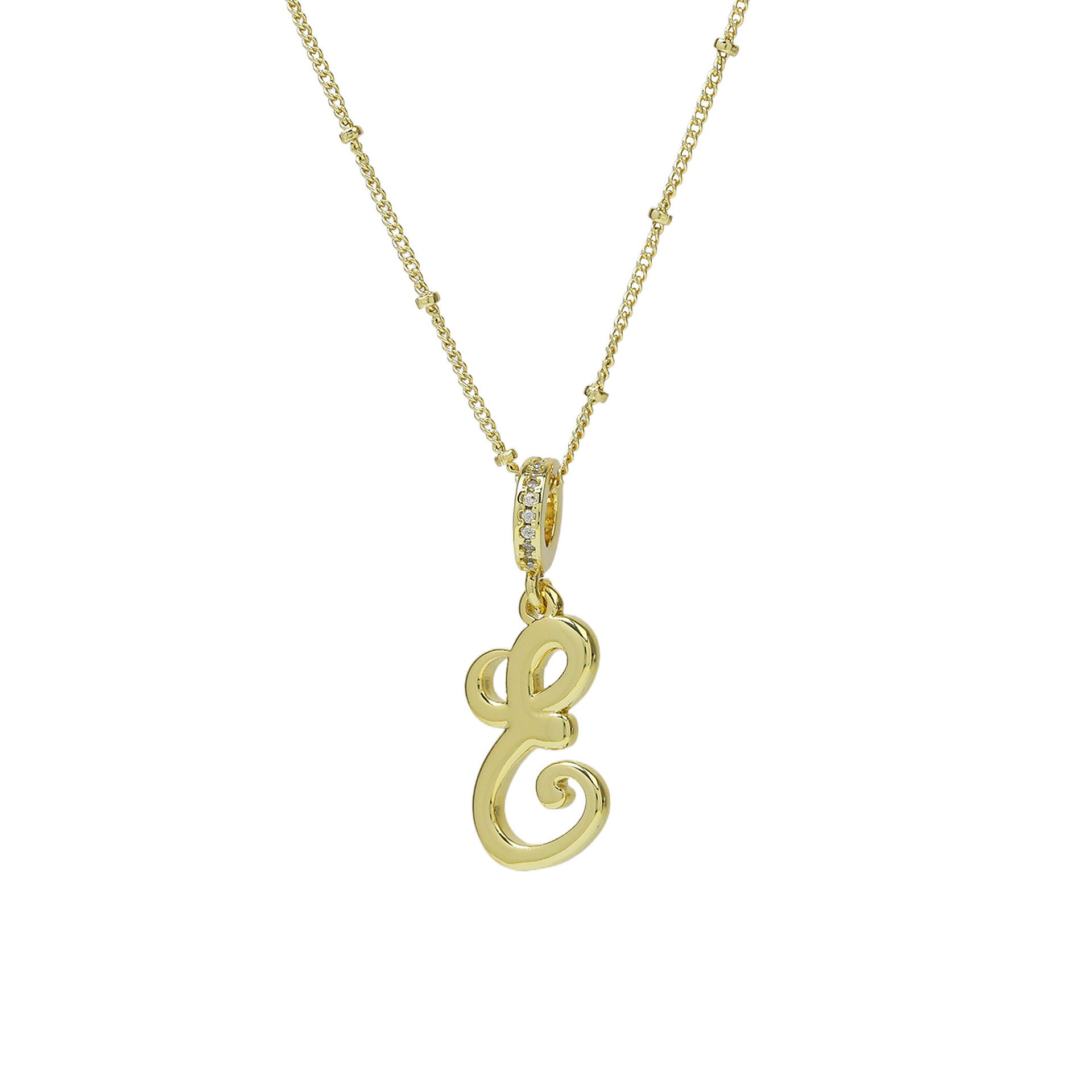 Elegant Cursive Font Satellite Chain Initial Necklace