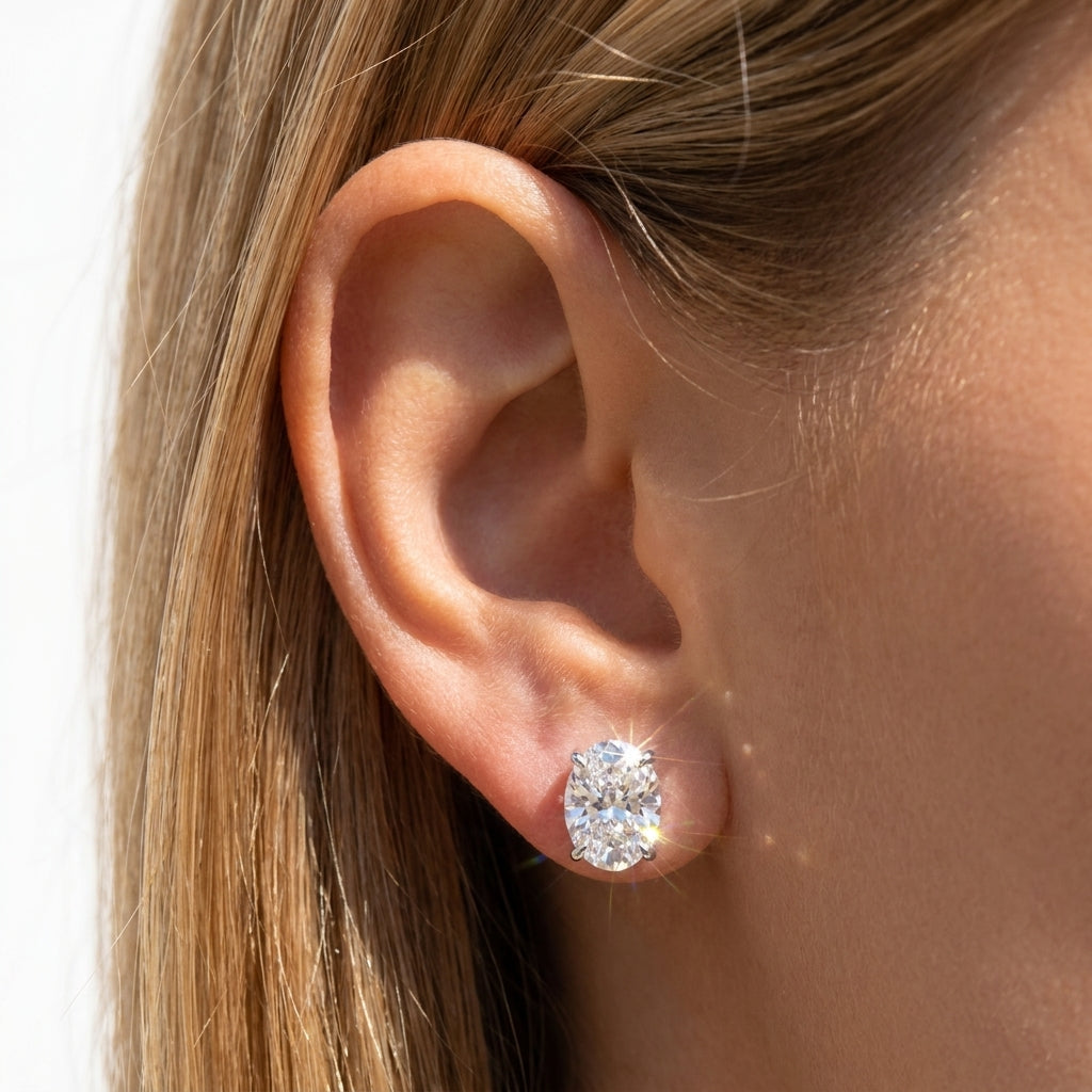 Elegant Shaped Diamond Stud Earrings