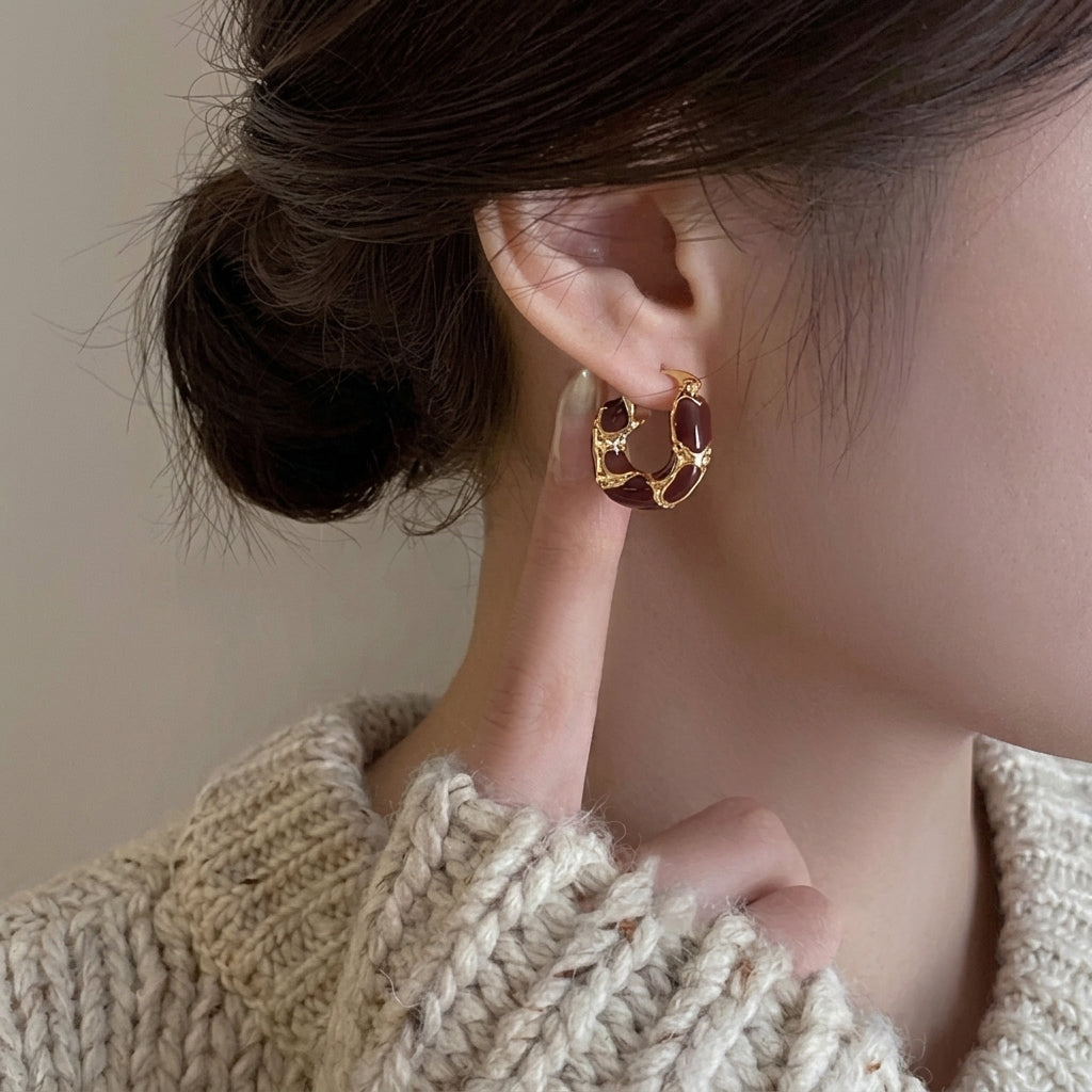 4x Tiger Eye Enamel Earrings Sets
