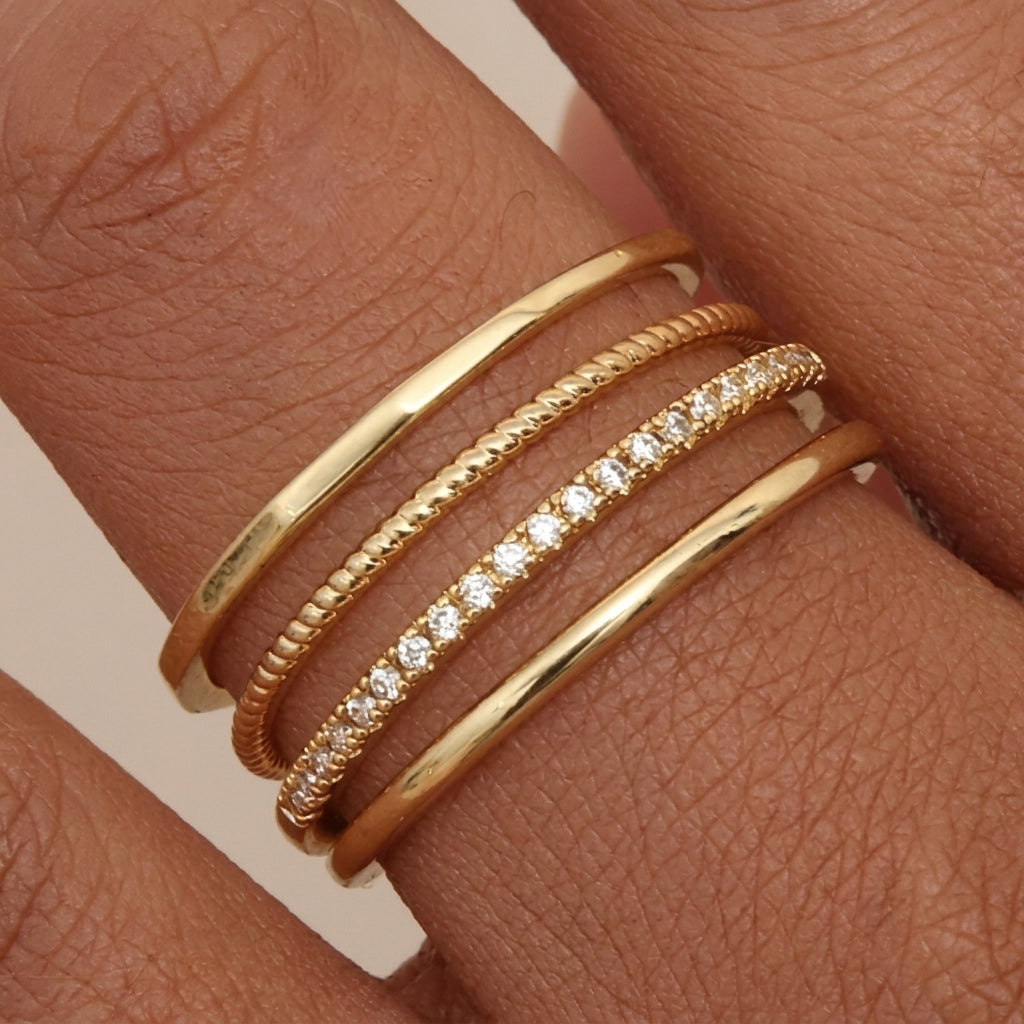 4pc 14k Dainty Ring Stack in gold