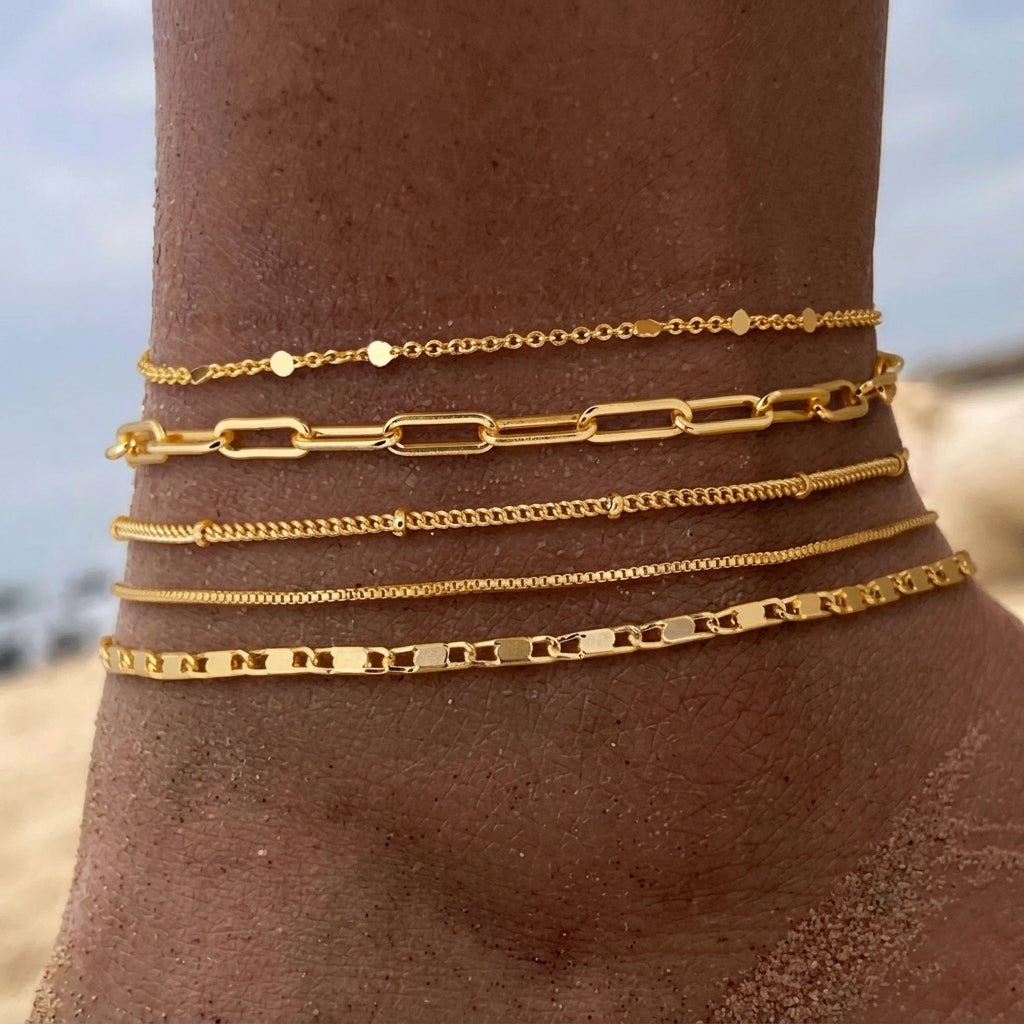 Multi Piece Classic Anklet Stacks