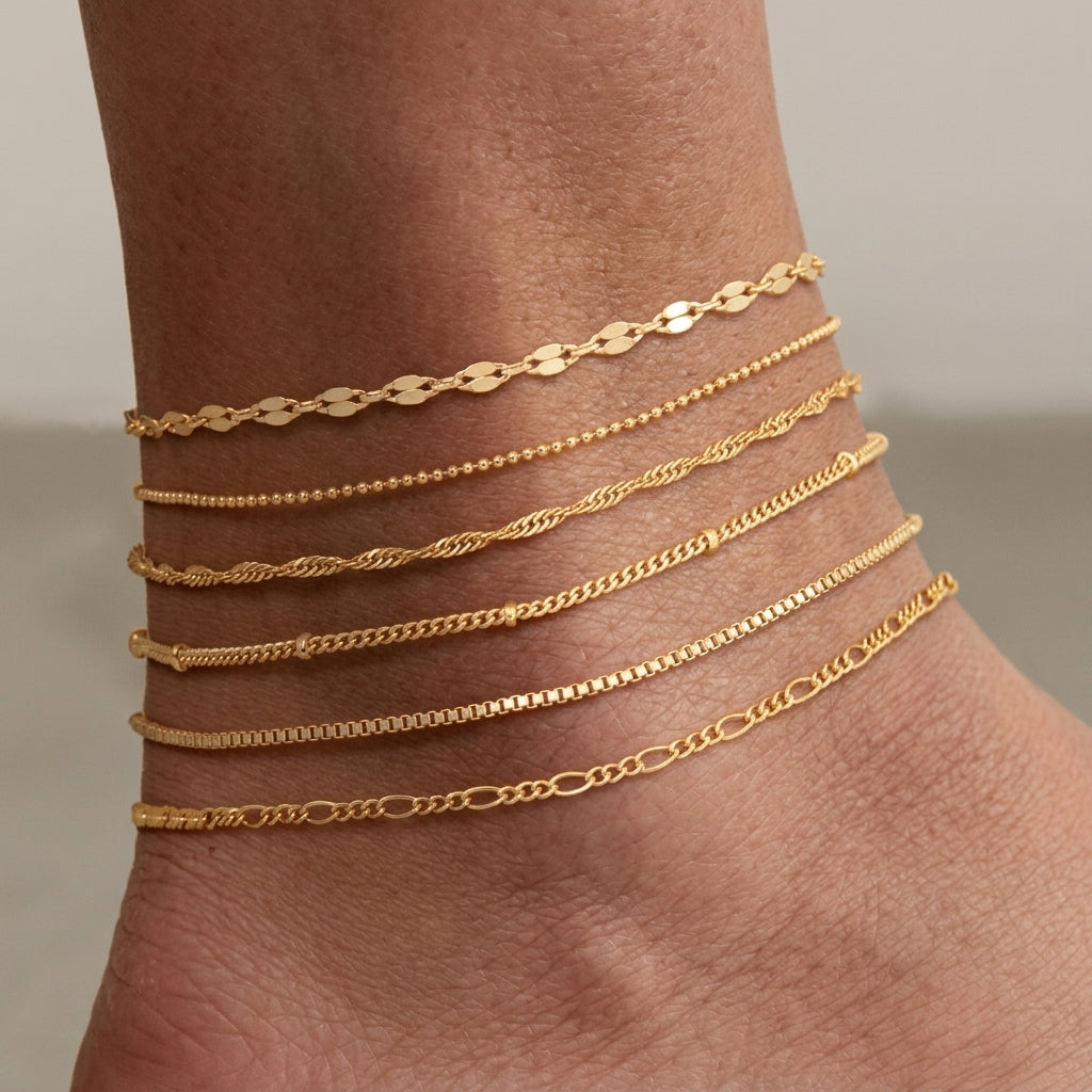 Multi Piece Classic Anklet Stacks