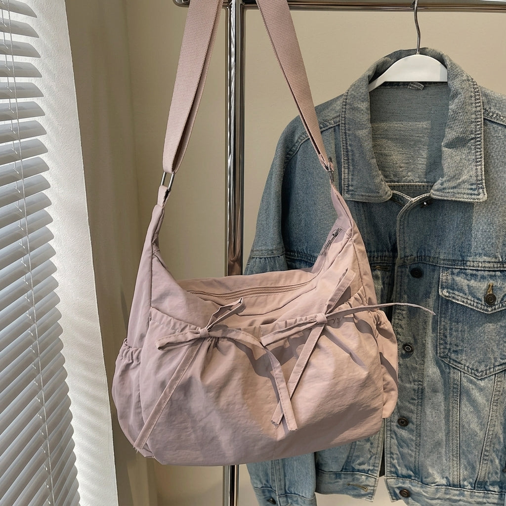 Cute Feminine Double Bow Plaid Purse