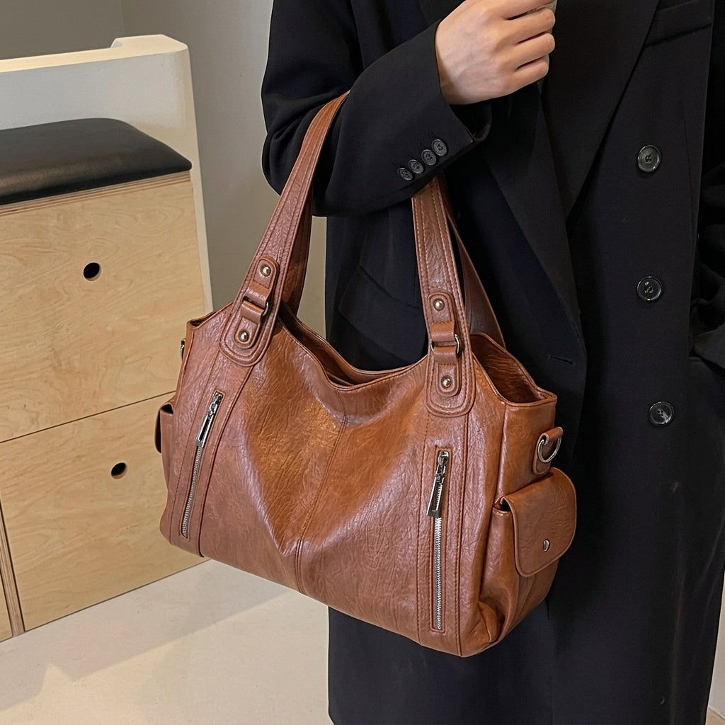 Y2K Inspired Leather Tote Bag