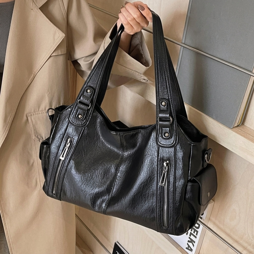 Y2K Inspired Leather Tote Bag