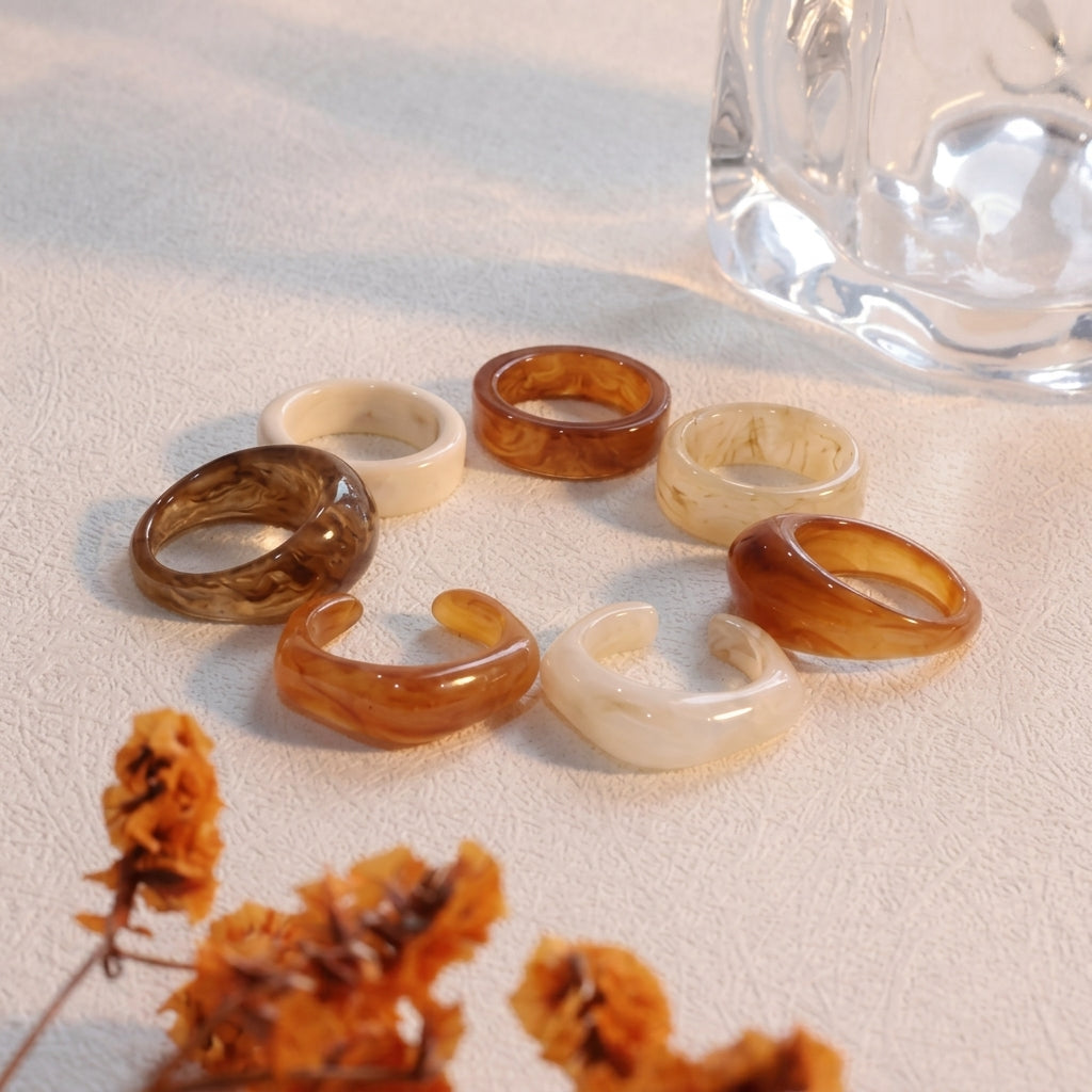20pc Autumn Inspired Resin Ring Stack