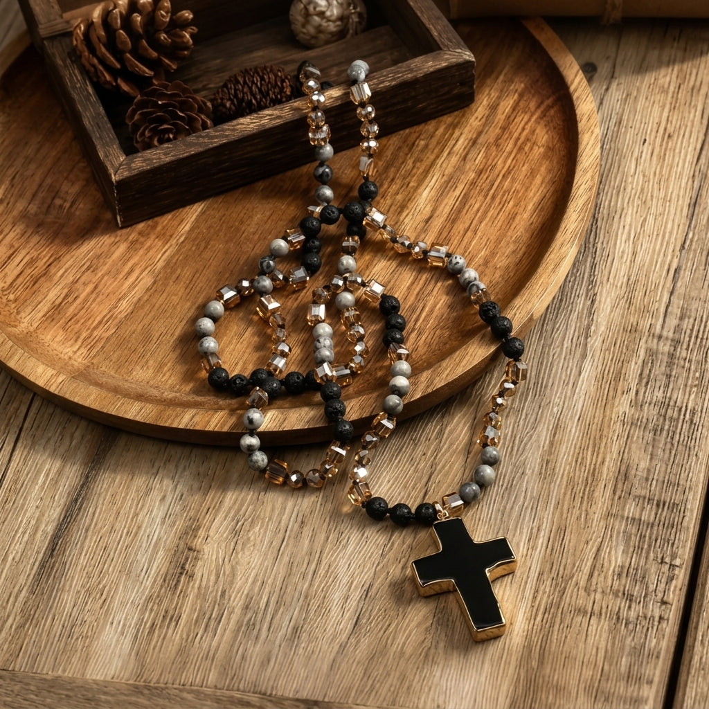 Crystal Tian Cross Necklace