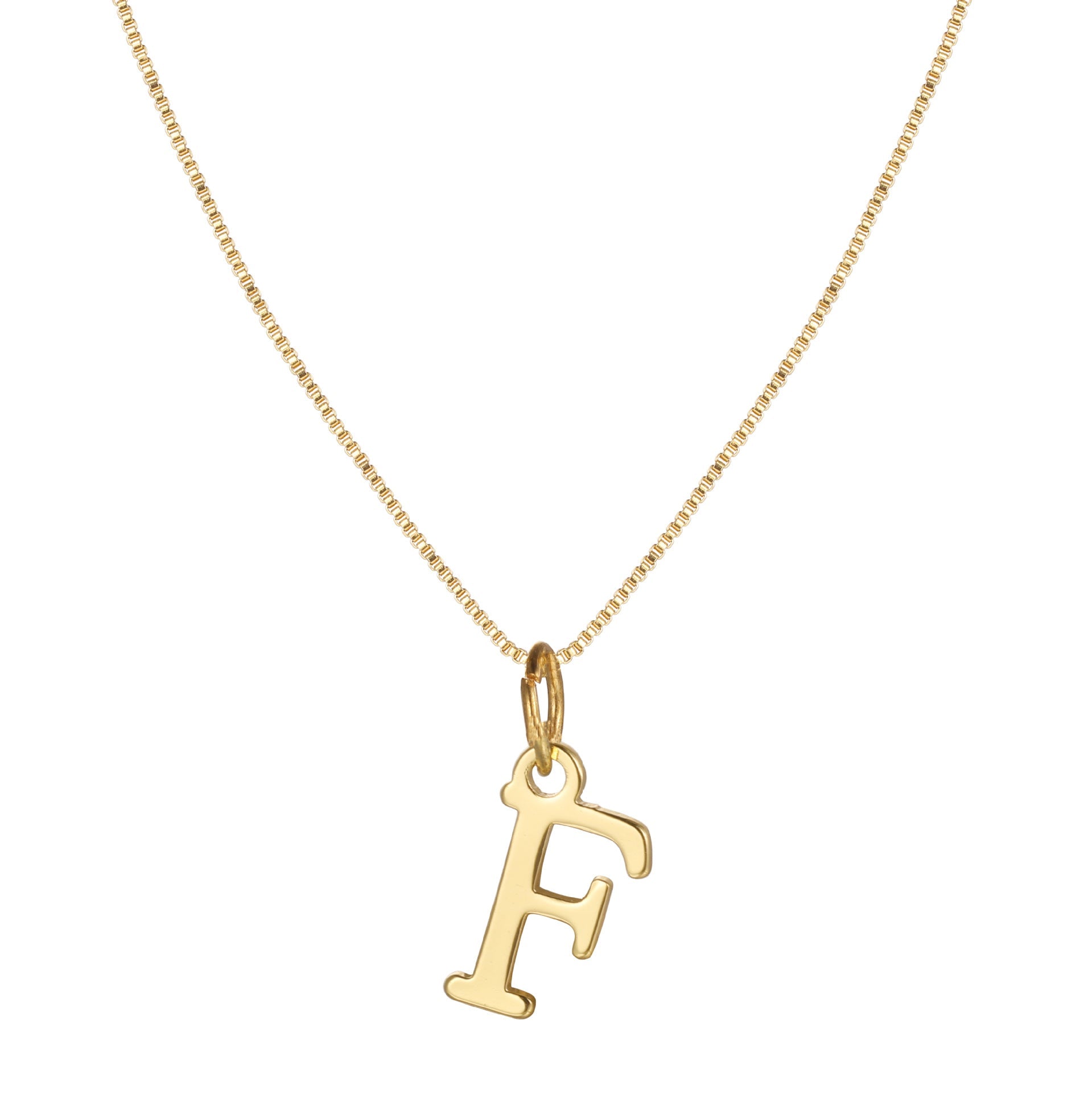 14k minimal serif initial necklace