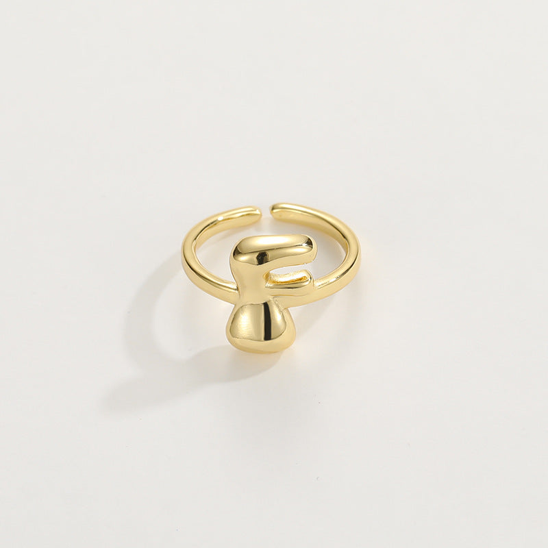 Cute Bubble Letter Initial Ring in gold