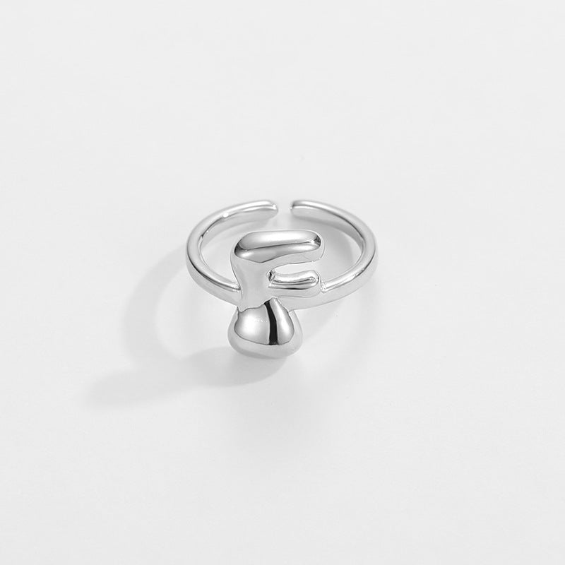 cute bubble letter initial ring