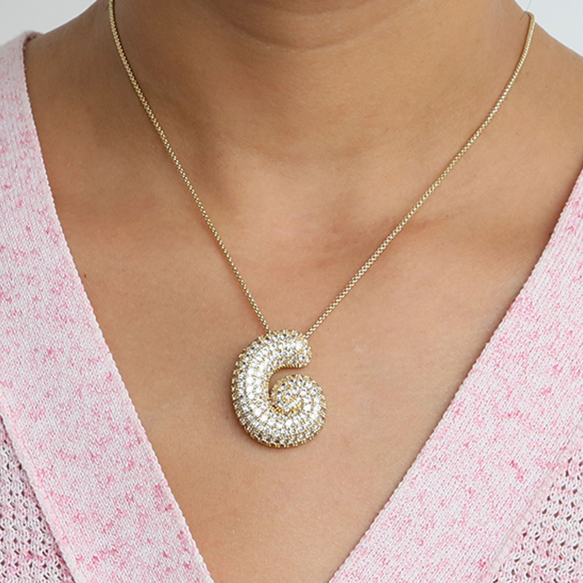 chunky bubble diamond dazzle initial necklaces