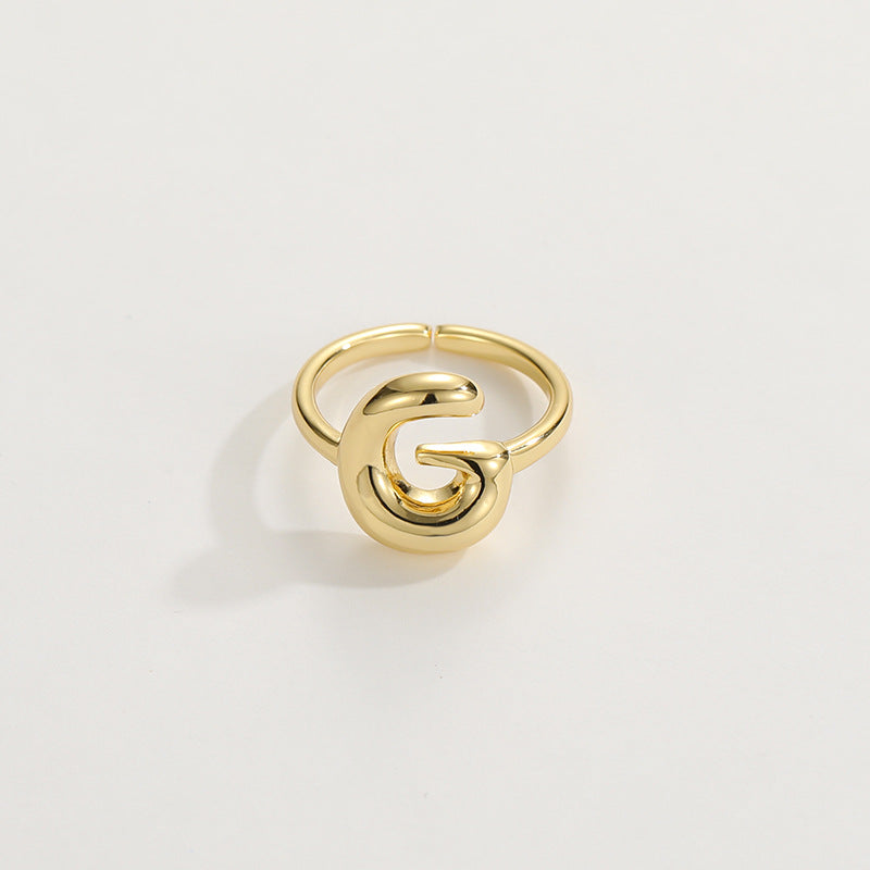 Cute Bubble Letter Initial Ring in gold