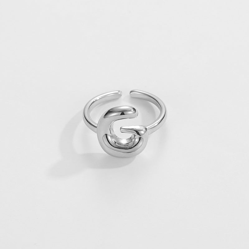 cute bubble letter initial ring