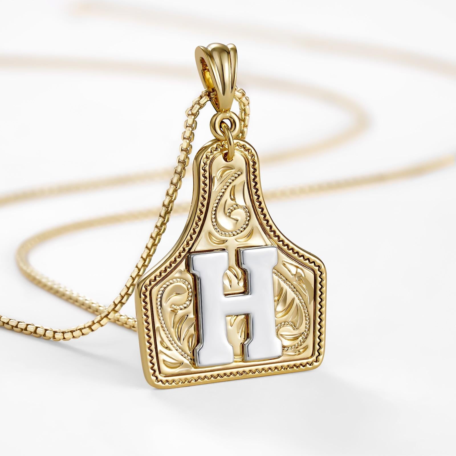 14k Elegant Cowgirl Initial Necklace in gold