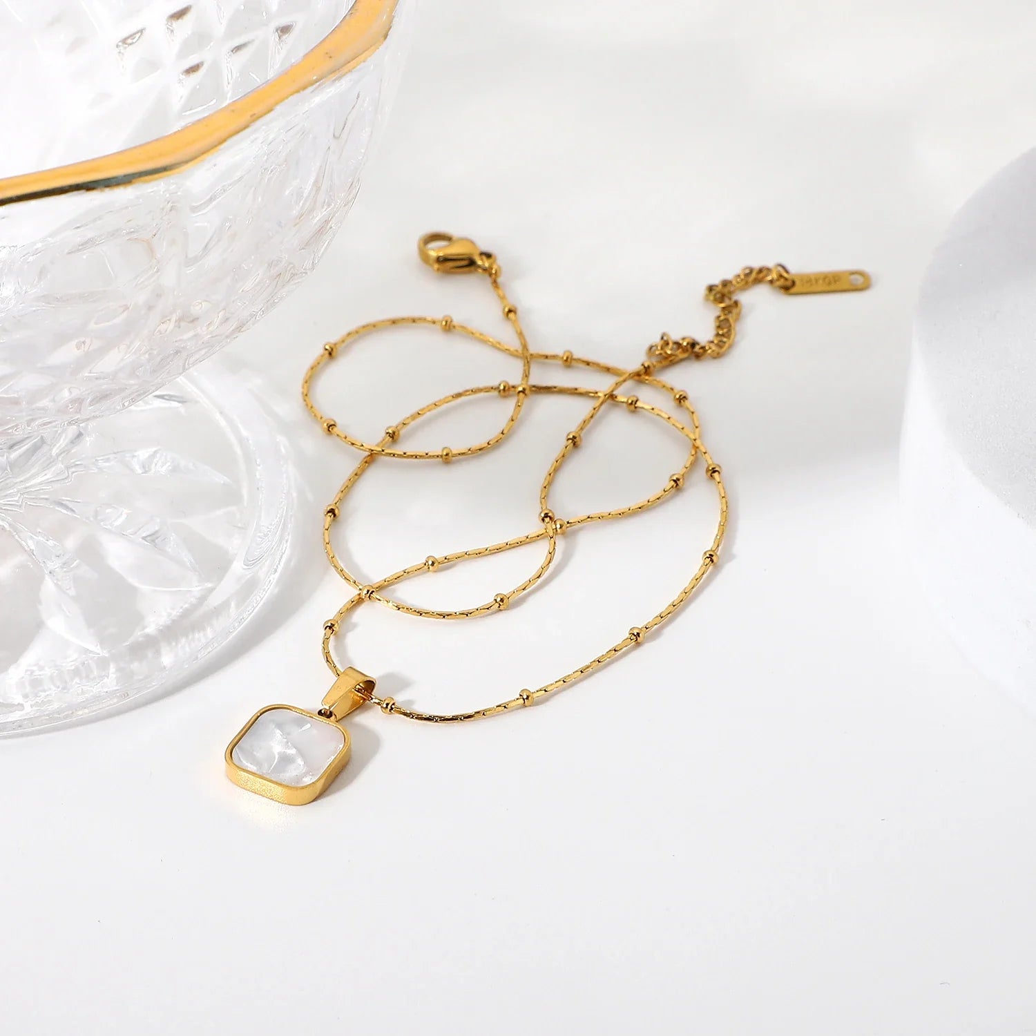 Dainty Shell Square Satellite Chain Necklace