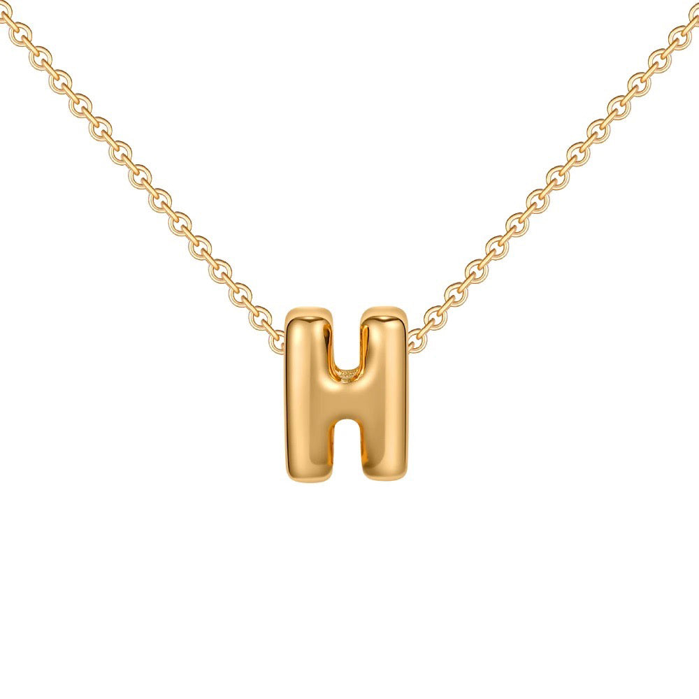 dainty bubble letter initial necklace