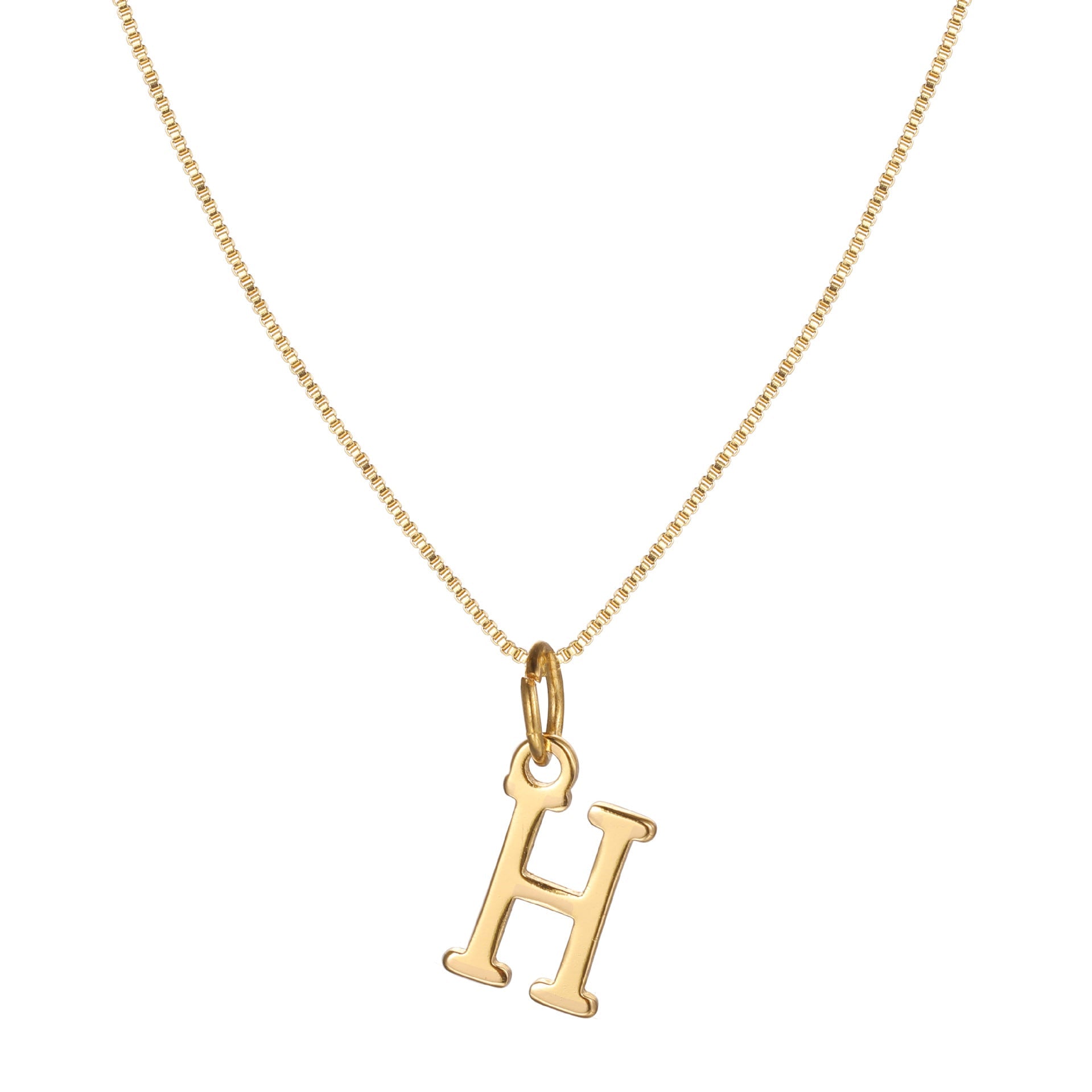14k minimal serif initial necklace