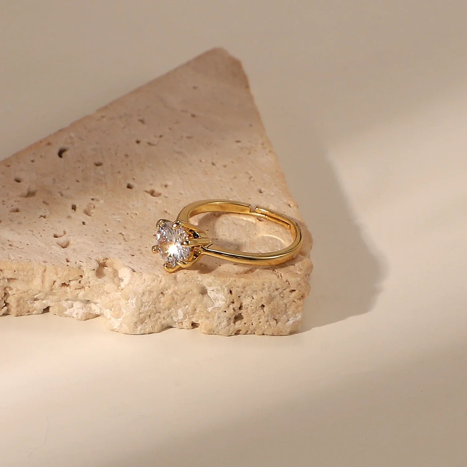 Adjustable Classic 6 Prong Dainty Diamond Ring