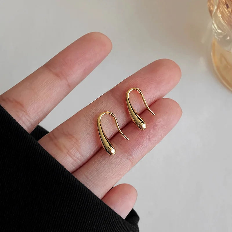 S925 Dainty Droplet Hook Earrings in gold