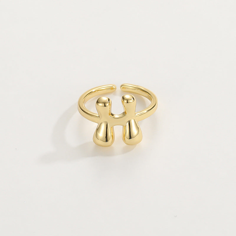 Cute Bubble Letter Initial Ring in gold