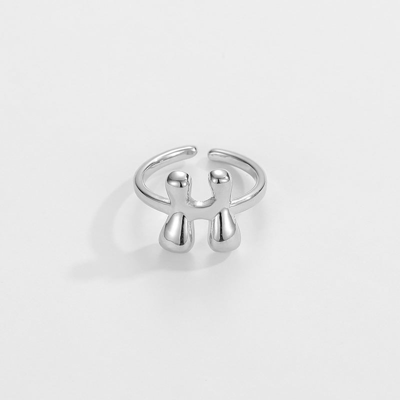 cute bubble letter initial ring