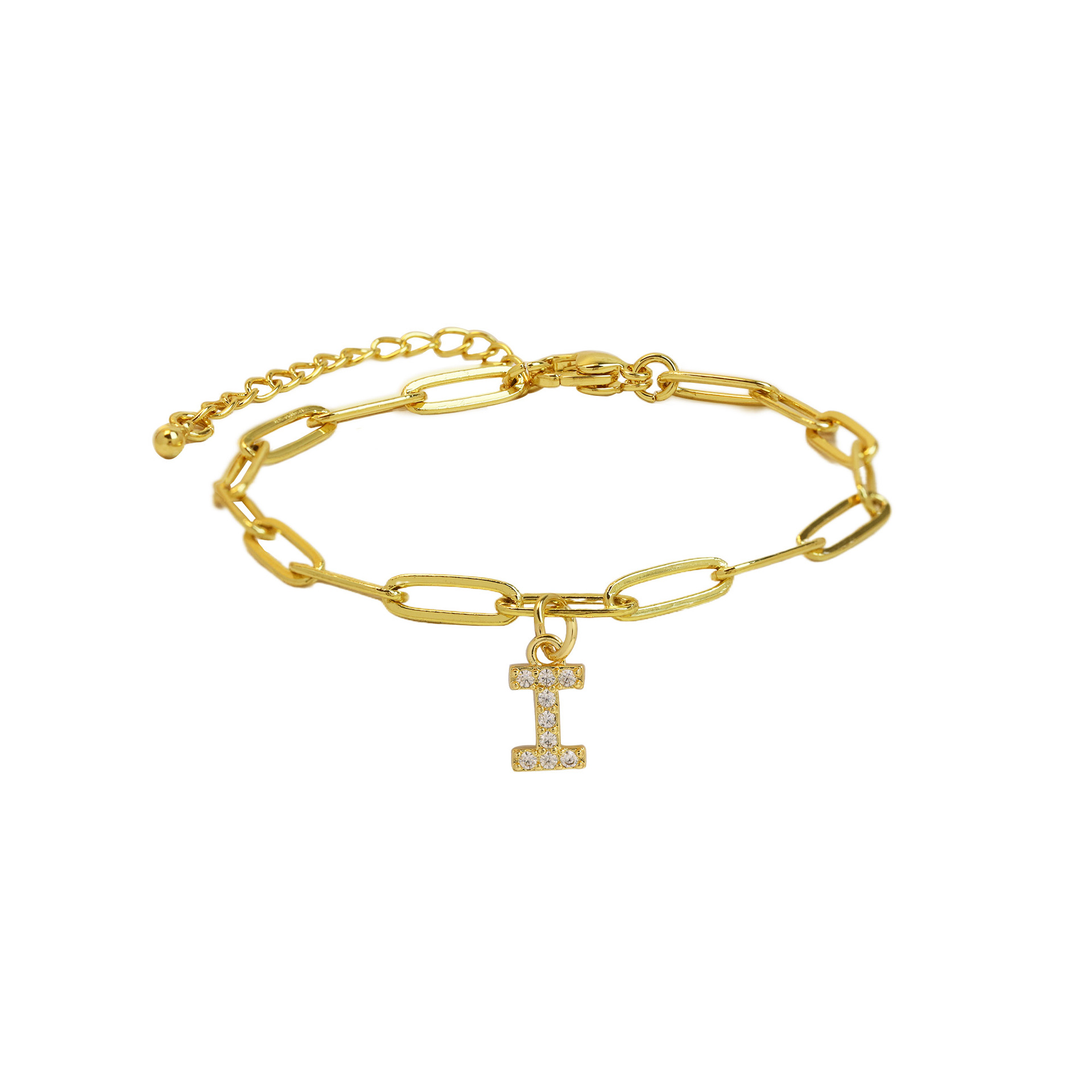 dainty paperclip letter initial bracelet