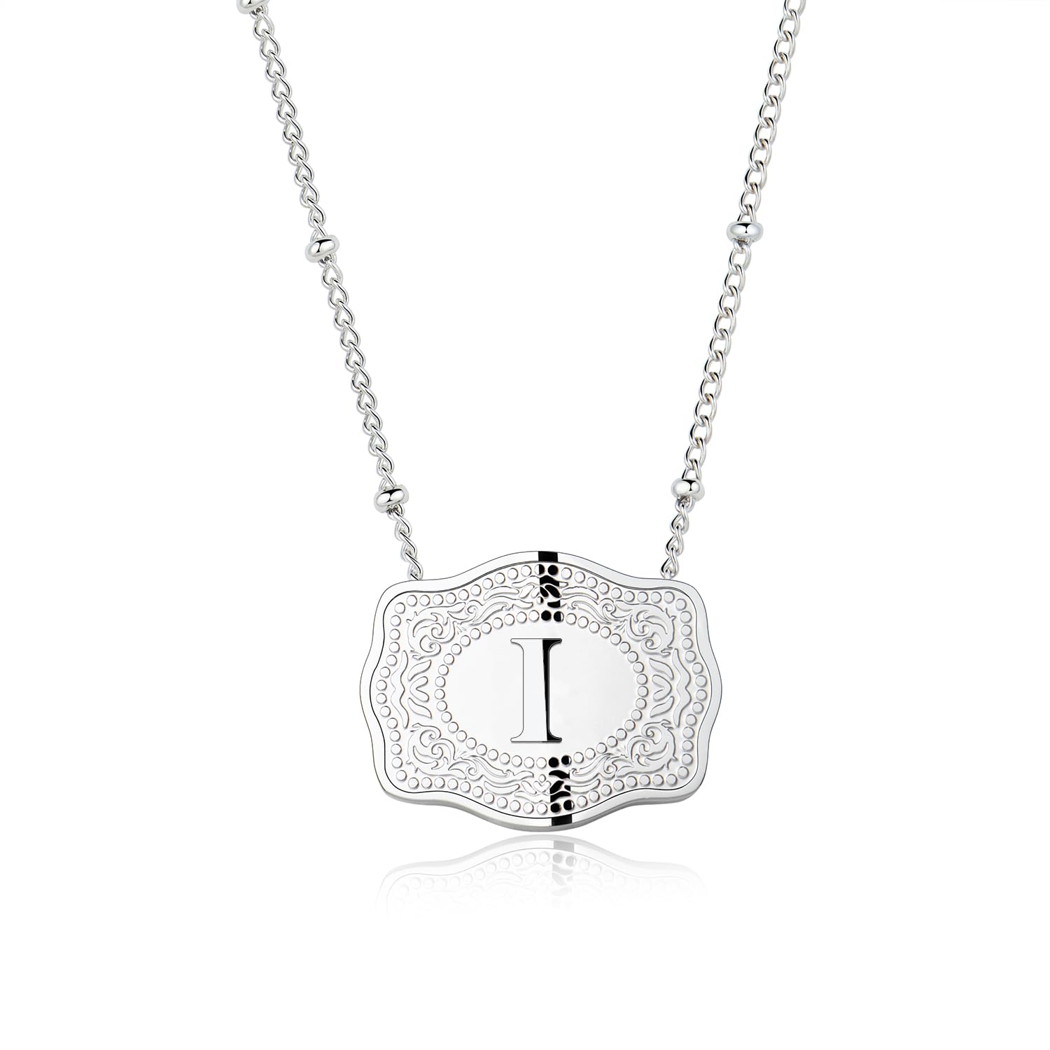 dainty belt buckle letter initial necklaces