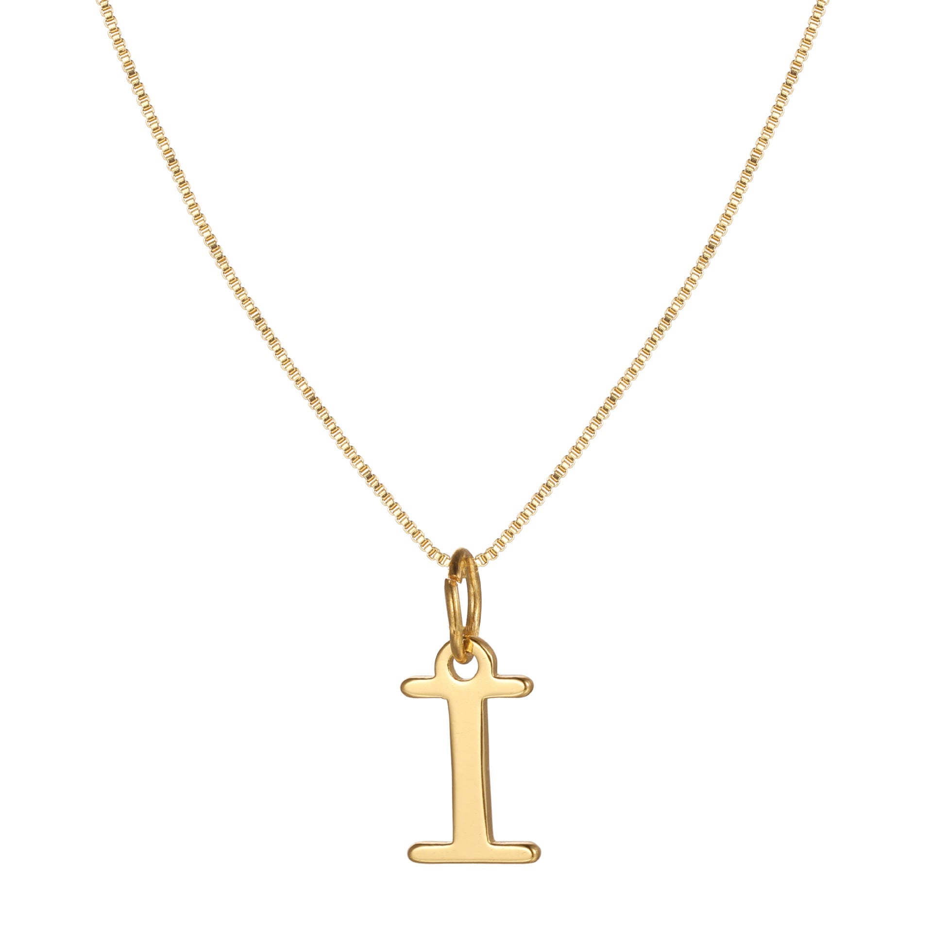 14k minimal serif initial necklace
