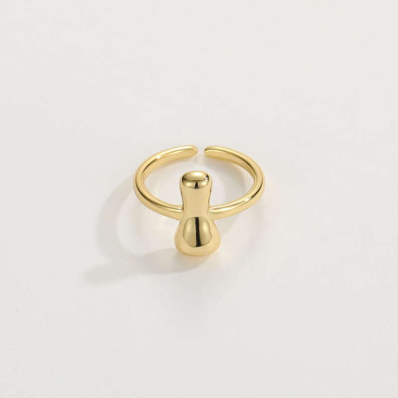 Cute Bubble Letter Initial Ring in gold