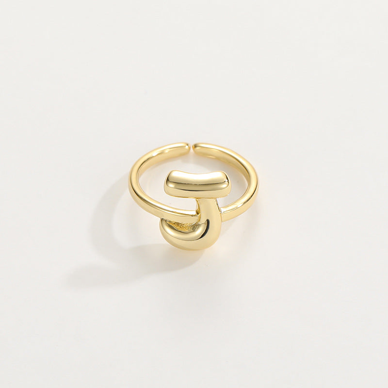 Cute Bubble Letter Initial Ring in gold