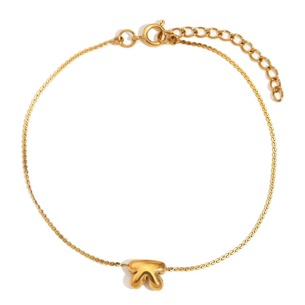 dainty bubble letter initial bracelet