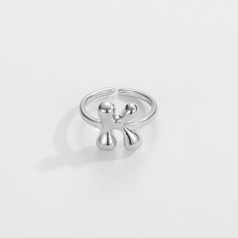 cute bubble letter initial ring