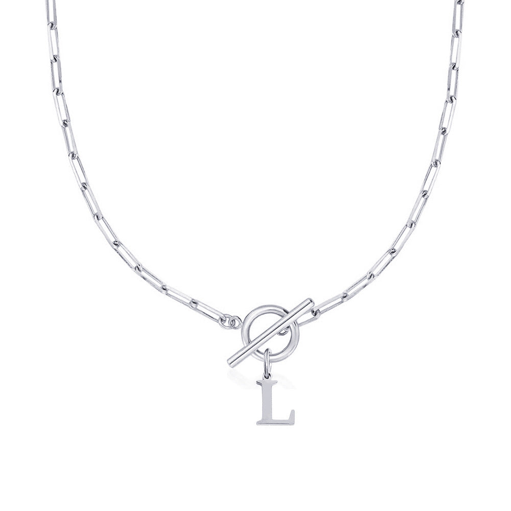 paperclip letter initial circle lock clasp necklace