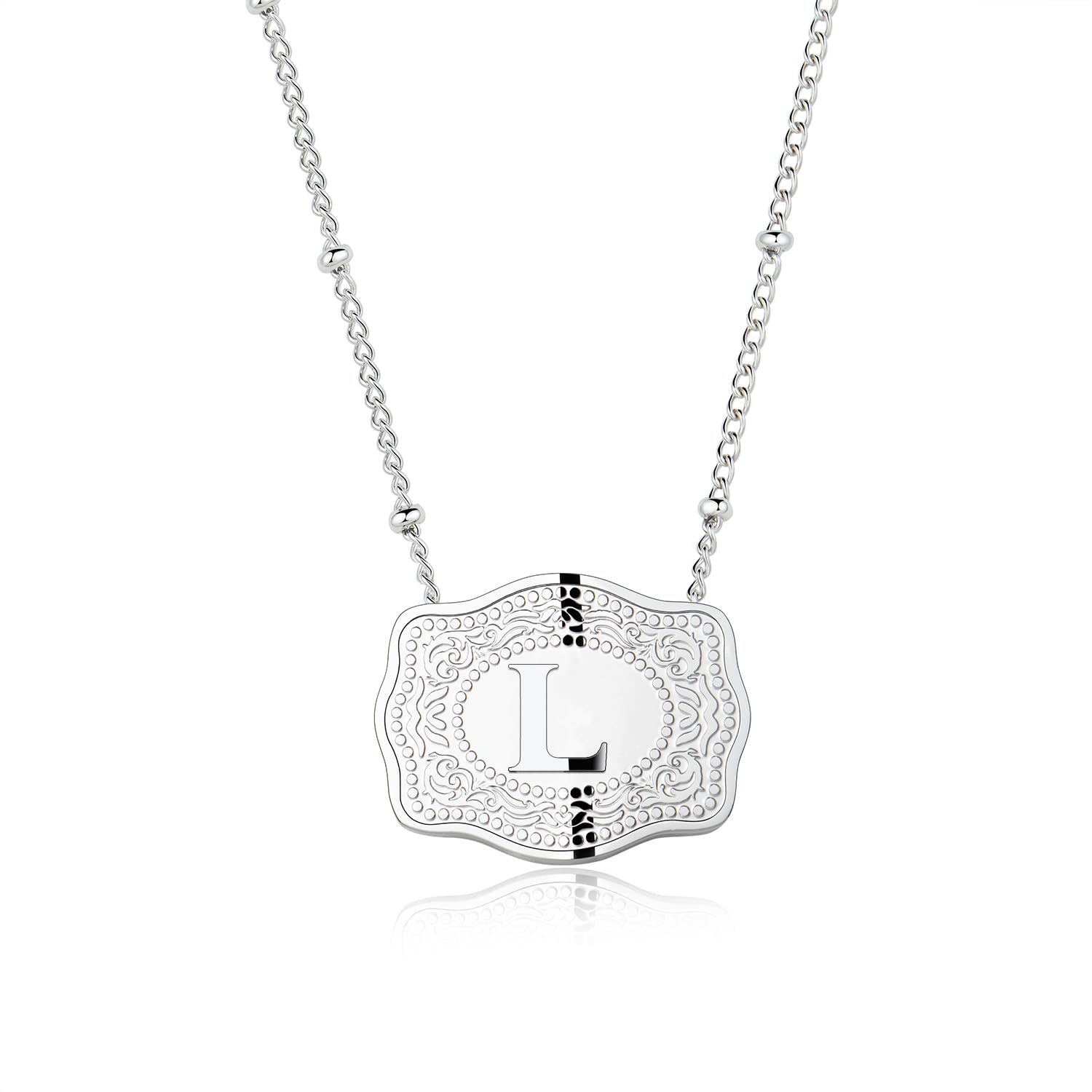 dainty belt buckle letter initial necklaces