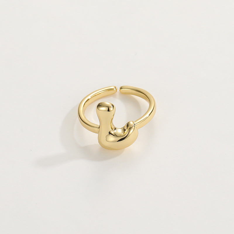 Cute Bubble Letter Initial Ring in gold