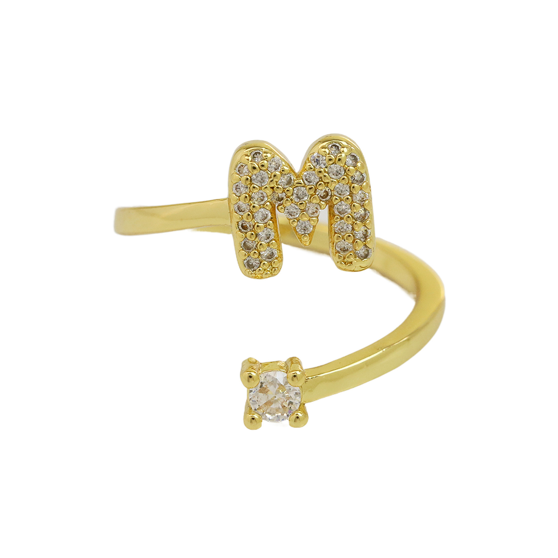 dainty bubble diamond wrap initial ring